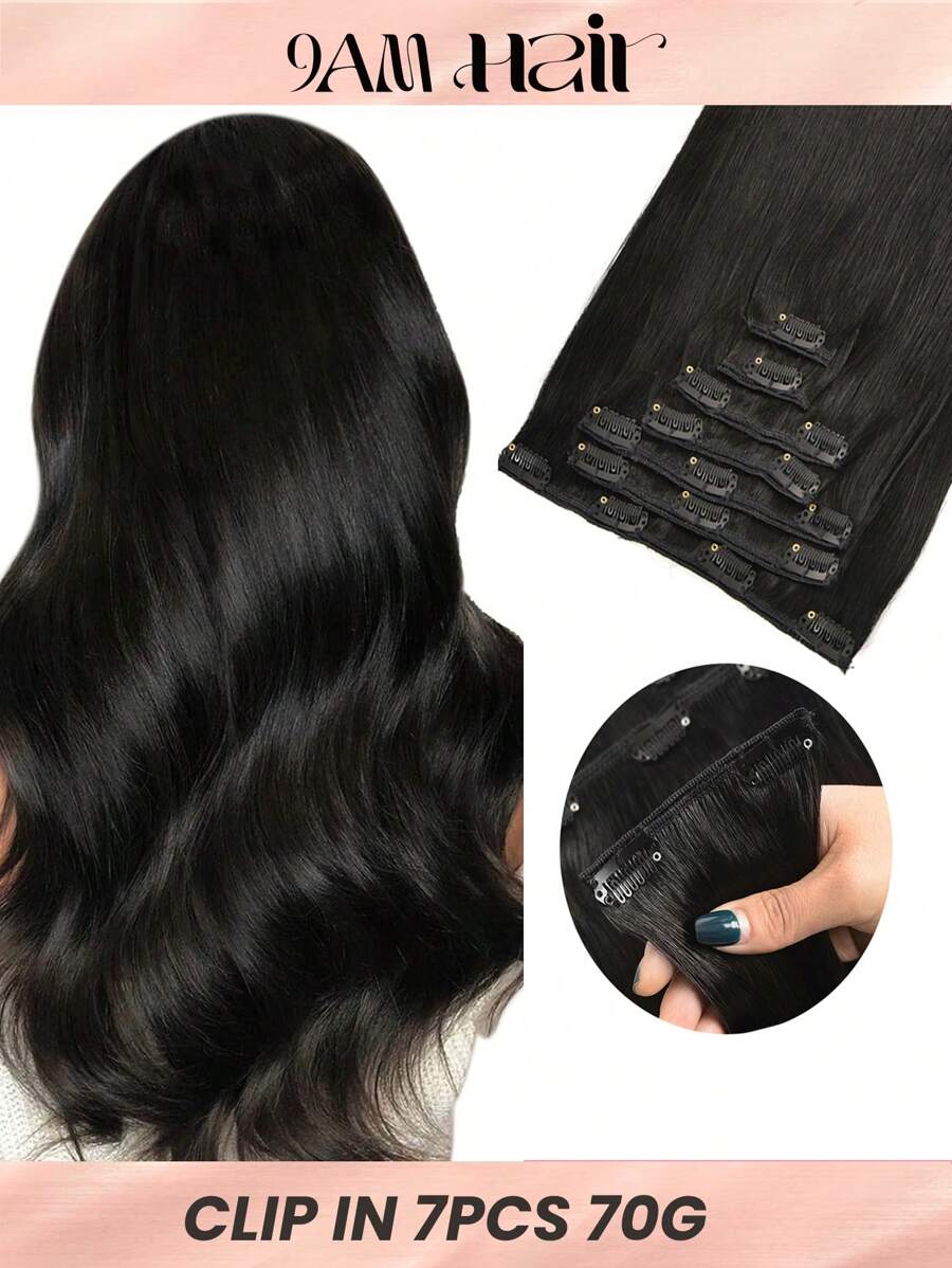 Clip In Hair Extensions Real Human Hair 70g 7pcs Human Hair Clip In Extensions Straight Real Hair Extensions Clip In Human Hair - S1 - View 1