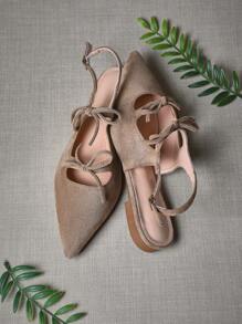 SHUZIA Women's Taupe Suede Pointed Toe Comfort Soft Slip On Flats Mother's Day Present - Beige - View 1