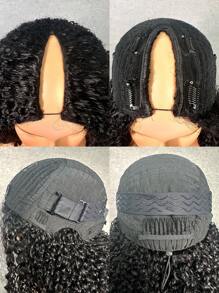 9AM HAIR STORE 无留发 V 型分缝带弹性抽绳保护型非裔卷发无胶假发，180% 密度，14-16 英寸波波头，18-30 英寸长发，自然黑色，外观自然，适合初学者，快速发货，编织无胶情人节真人发无蕾丝假发，自然无胶假发，适合浪漫约会，女士适用 - S1 - 查看 7