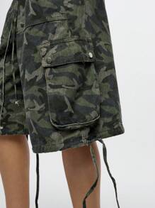 SUMWON WOMEN 工装实用长短裤军装风格抽绳松紧腰夏季春季休闲口袋百慕大长度户外徒步散步