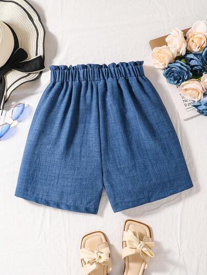 SHEIN Váy ngắn thắt nơ cổ điển không đối xứng cho bé gái tuổi teen