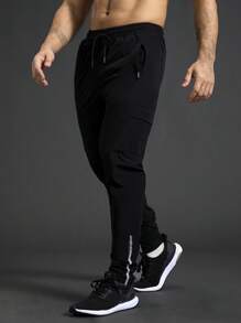 Gym Rark Men's Letter Print Drawstring Waist Tapered Leg Sports Pants Sweat Pants - Black - View 5