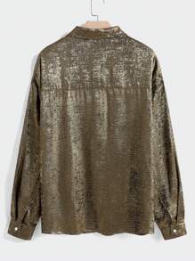 Manfinity VCAY Camisa de manga larga, de corte holgado y estilo callejero, para hombre de talla grande - Amarillo - Ver 4