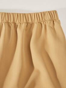 2pcs/Set Teen Girls Graphic Print Casual T-Shirt And Cargo Pants - Khaki - View 5