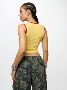 SUMWON WOMEN Áo ba lỗ Sweetheart không tay mùa hè Y2K thời trang thể thao thể thao tập luyện phòng tập thể dục thường ngày trang phục đường phố lễ hội đô thị phong cách varsity - Màu vàng - Xem 2