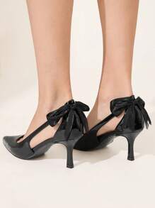 CUCCOO CHICEST Pointed Toe Stiletto Heel Butterfly Decor Versatile Women High Heel Pumps - Black - View 1
