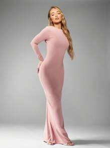 MISSGUIDED Áo Dài Tay Kiểu Dáng Phù Hợp Với Váy Maxi Bodycon Dạ Hội Chiều Dài Tầng Dịp Đặc Biệt Tiệc Khách Đám Cưới Trang Trọng Thanh Lịch Mùa Đông Thu - Hồng - Xem 2