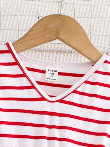 SHEIN Young Girl Fashionable Casual Striped Sleeveless Dress