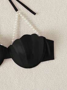 Swim SXY 2025 女士露背吊带比基尼泳装上衣，适合夏季海滩 - 黑色 - 查看 5