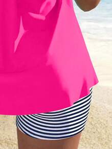 Swim Lushoire Women's Holiday Beach Spaghetti Strap Tankini Set For Summer Beach Vacation