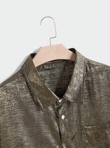 Manfinity VCAY Camisa de manga larga, de corte holgado y estilo callejero, para hombre de talla grande - Amarillo - Ver 3