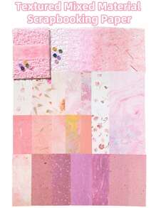 SHEIN 1 paquete de 26 hojas de papel texturizado de materiales mixtos para scrapbooking, DIY, collage, fondo, decoración vintage, vuelta al colegio - Multicolor - Ver 3