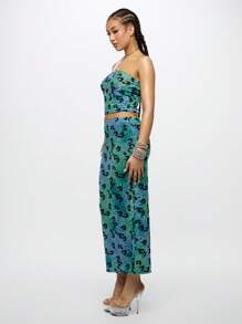 SUMWON WOMEN 带有猎豹印花图案的网眼长裙，修身剪裁，俱乐部派对节日舞蹈服装，Y2K 时尚宣言单品 - 彩色 - 查看 4