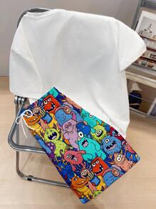 Manfinity Joysei Men's Funny Cartoon Print T-Shirt & Shorts Set, Cartoon Shirt, Monster Shirt, Cartoon Monster Shirt, Funny Monster Shirt - Multicolor - View 2