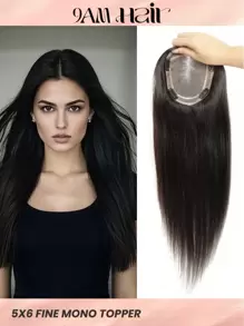 Peluca para mujeres, cabello humano virgen liso, pelucas de alta calidad con base monofilamento, reemplazo de cabello natural, toppper de cabello, pelucas rubias - S1 - Ver 2