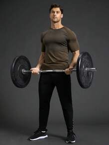 Gym Rark Men's Letter Print Drawstring Waist Tapered Leg Sports Pants Sweat Pants - Black - View 2