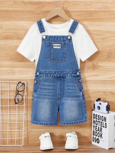 Quần short denim đơn giản cho bé trai tuổi mới lớn, thoải mái, phù hợp với mọi phong cách, đường phố, rộng rãi, thoải mái, họa tiết đinh tán giặt sẵn, phù hợp với mùa xuân/hè 2025