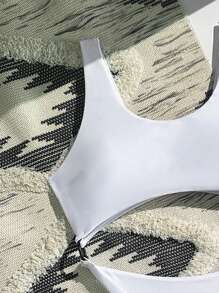 Swim SXY Women's New Fashion Pure White Sexy Thick Strap Ring-Linked One-Piece Swimsuit For Beach Summer Outfits