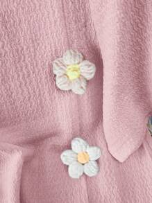 Franclia 圆领短袖 3D 花卉及甜辣印花 T 恤 - 粉色 - 查看 3