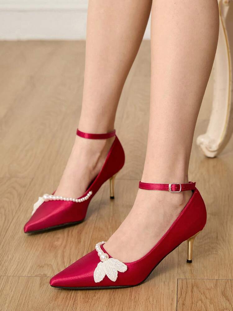 CUCCOO HITCHD Women's Pointed Toe Vintage Embroidered Fashion Slingback Stiletto Pumps