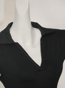 SHEIN ICON Camiseta corta de manga corta sencilla y casual con patchwork