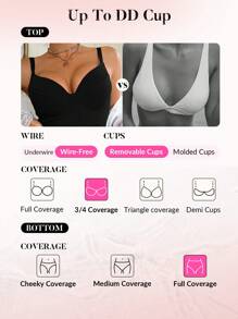 Swim DD+ 1 pieza Traje de baño de una sola pieza con tirantes finos de unicolor para mujer, para vacaciones y playa