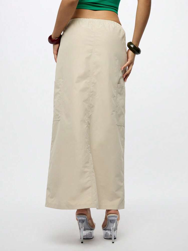 SUMWON WOMEN Low Rise Maxi Parachute Skirt With Utility Pockets
