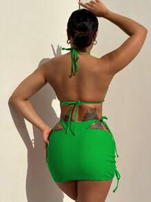 Swim SXY 2-In-1 Reversible Leopard Print Bikini 3-Piece Set, Women Summer Beach Outfits - Multicolor - View 5