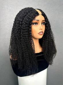 9AM HAIR STORE 无留发 V 型分缝带弹性抽绳保护型非裔卷发无胶假发，180% 密度，14-16 英寸波波头，18-30 英寸长发，自然黑色，外观自然，适合初学者，快速发货，编织无胶情人节真人发无蕾丝假发，自然无胶假发，适合浪漫约会，女士适用 - S1 - 查看 4