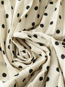 Rometta 大码缎面圆点百褶裙