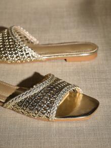 SHUZIA Dép đế bằng thoải mái giản dị thời trang dành cho nữ - Vàng - Xem 4