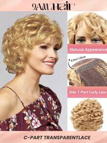Tóc giả cắt pixie ren trong suốt C-Part màu vàng nhạt, tóc giả xoăn sóng ngắn nhiều lớp dành cho người mới bắt đầu - S27A - Xem 1