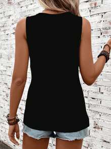 SHEIN LUNE Camiseta sin mangas de cuello redondo con estampado de rayas, adecuada para el verano