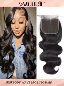 5x5 透明蕾丝闭合波浪发闭合隐形蕾丝巴西处女雷米真人发前部闭合 100% 真人发丝预拔自然黑色 - Natural Black - 查看 1