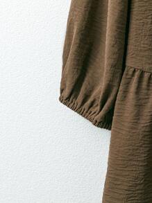 Linhara Plus Size Women's Solid Color Bow Tied Front Shirt & Printed Wide Leg Pants Casual Suit