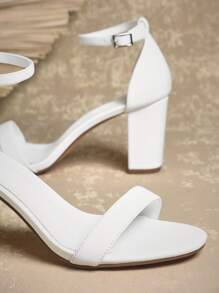 SHUZIA Ladies Chunky Heels With Ankle Strap For Christmas - White - View 5
