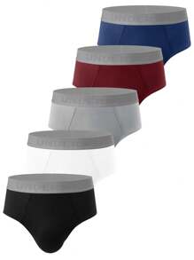 5 قطع / مجموعة ملابس داخلية رجالية كاجوال بتصميم بسيط - متعدد الألوان - مشاهدة 1