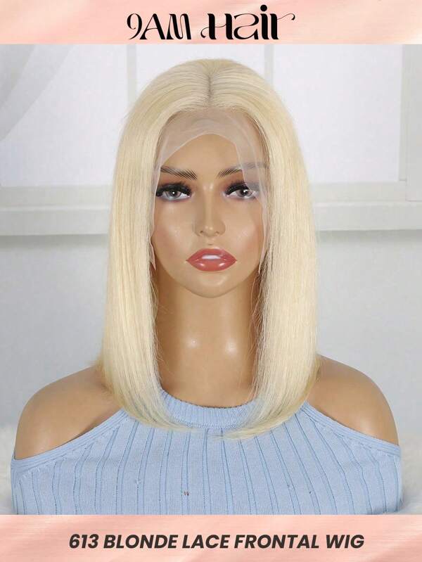 613 Blonde Straight Bob 13 X 4 Lace Front Wig Short Straight Human Hair Wig Hair Replacement Wig For Women Blonde Color