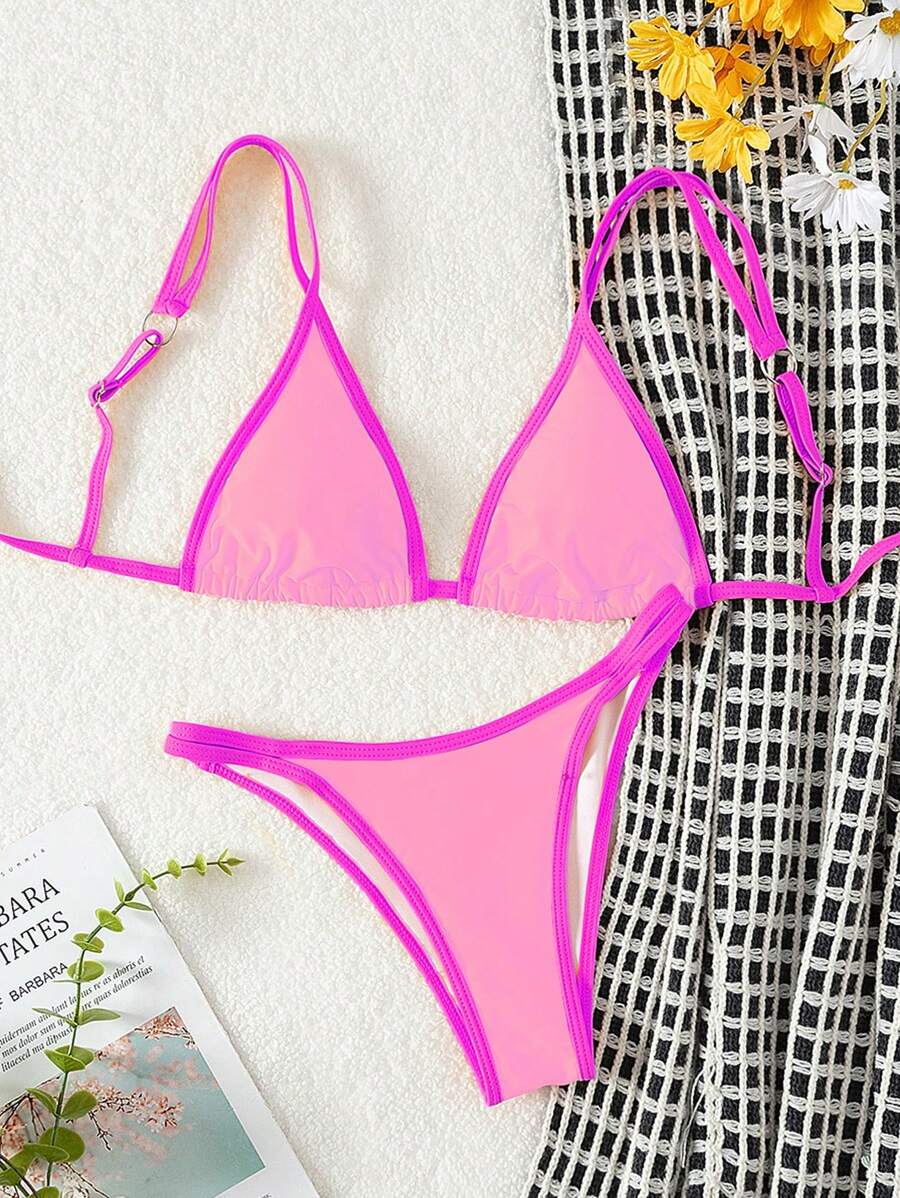 Swim Mod Women's Summer Beach Ruched Sexy Bikini Set - Pink - View 1