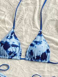 Swim Mod Random Printed Minimalist Fashionable Bikini, Suitable For Summer - Blue - View 4