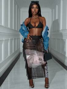 Slaydiva 3pcs/Set Women Swimwear: Floral Print Long Cover-Up, Tankini Shorts And Bikini For Summer Beach Vacation