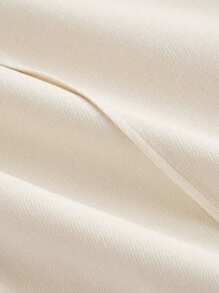 SHEIN Clasi Plus Size Women's Solid Color Toothpick Stripe Design Loose Wide Leg Pants - Apricot - View 3