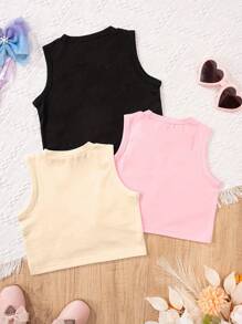 3 peças de blusa regata com estampa de coração e borboleta casual fofa para meninas