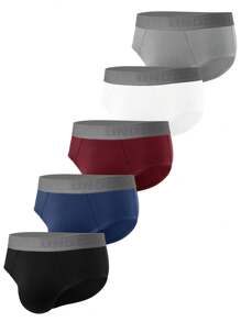 5 قطع / مجموعة ملابس داخلية رجالية كاجوال بتصميم بسيط - متعدد الألوان - مشاهدة 6