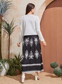 Teen Girl 2 Pieces Set: Elegant Woven Wide Strap High-Low Floral Dress & Textured Knit Crew Neck Puff Sleeve Cropped Jacket, For Spring/Autumn Outer Wear, Summer Air Conditioning,Holiday,Summer,Travel