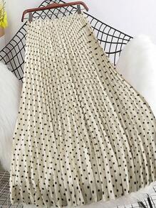 Rometta 大码缎面圆点百褶裙