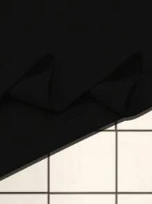 SHEIN 女士短袖圆领T恤，简约时尚，适合夏季 - 黑色 - 查看 4