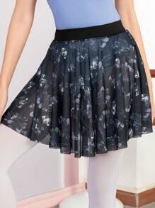 Dansine Women Close-Fitting Ballet Leotard Adult Gymnastics Dancing Skirt, A-Line Print High Waist Women's Spring/Summer Leotard Ballet Costume & Umbrella Skirt
