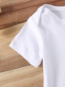 Toddler Boys' Cute Letter Printed Short Sleeve Romper, Summer - White - View 4