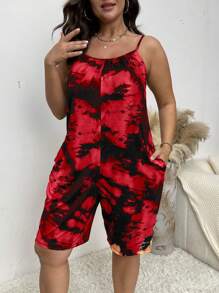 SHEIN Clasi Bộ đồ liền thân cỡ lớn thời trang cho mùa hè - Đỏ - Xem 4